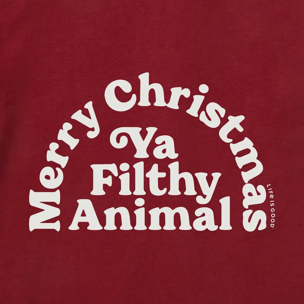 Life is Good Men's Merry Christmas Ya Filthy Animal Short Sleeve Crusher Tee-Men's - Clothing - Tops-Life is Good-Appalachian Outfitters