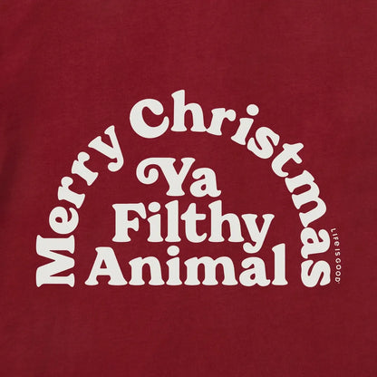 Life is Good Men's Merry Christmas Ya Filthy Animal Short Sleeve Crusher Tee-Men's - Clothing - Tops-Life is Good-Appalachian Outfitters
