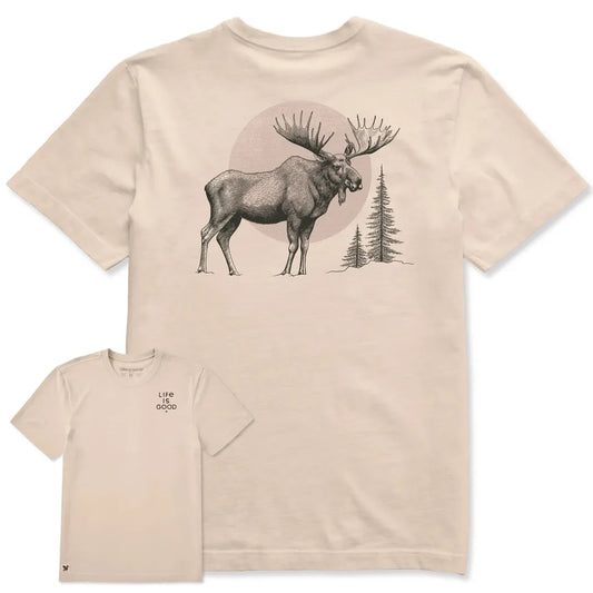 Life is Good Men's Moose Moon Short Sleeve Crusher Tee-Men's - Clothing - Tops-Life is Good-Appalachian Outfitters