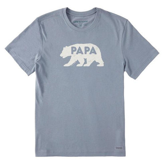 Life is Good Men's Papa Bear Silhouette Short Sleeve Tee-Men's - Clothing - Tops-Life is Good-Stone Blue-M-Appalachian Outfitters