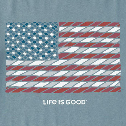 Men's Short Sleeve Crusher Geometric Flag-Men's - Clothing - Tops-Life is Good-Smoky Blue-M-Appalachian Outfitters