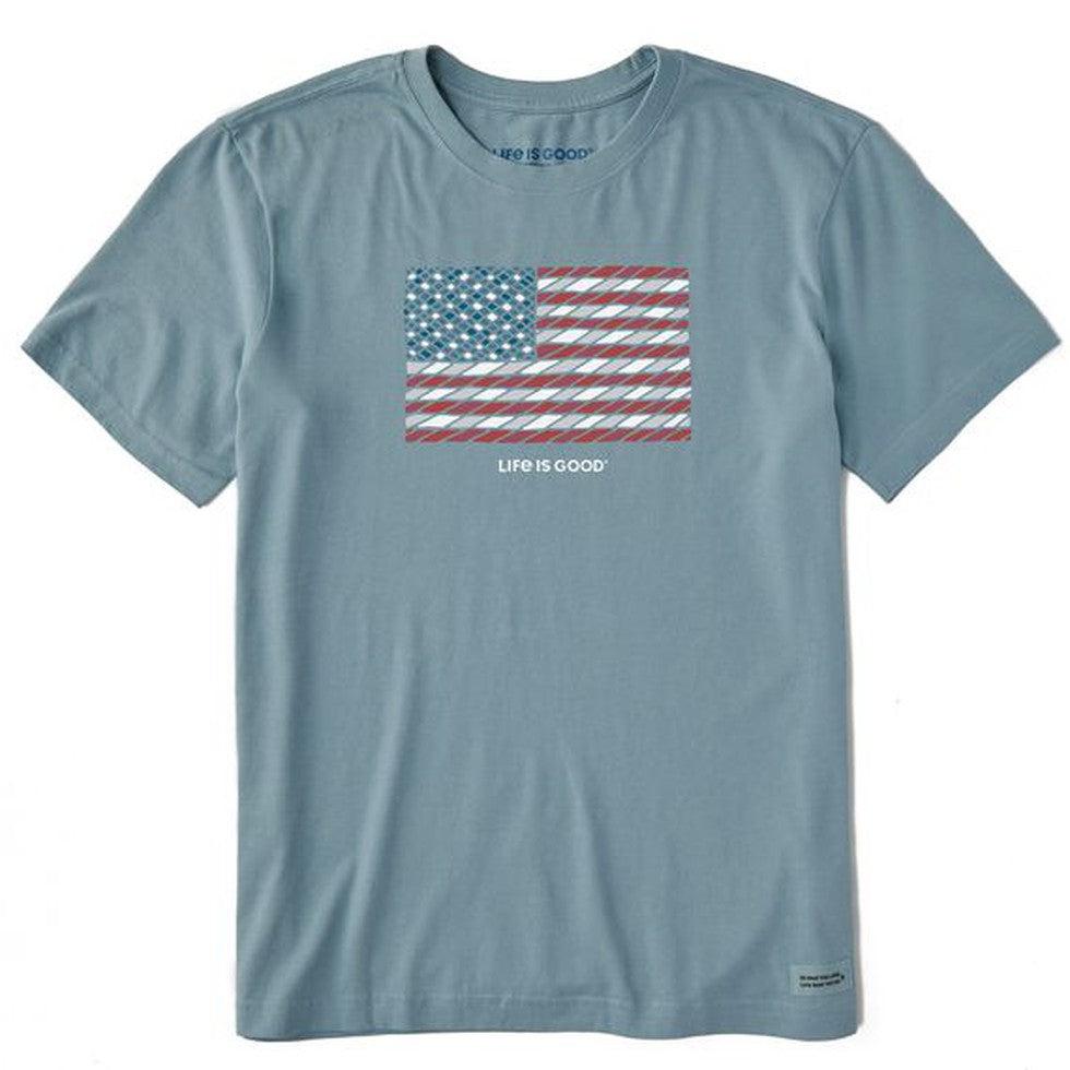 Men's Short Sleeve Crusher Geometric Flag-Men's - Clothing - Tops-Life is Good-Smoky Blue-M-Appalachian Outfitters