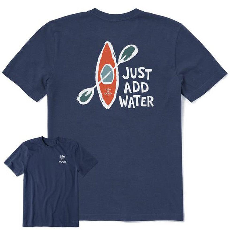 Men's Short Sleeve Crusher-Lite Tee Just Add Water Kayak Hand Drawn-Men's - Clothing - Tops-Life is Good-Darkest Blue-M-Appalachian Outfitters