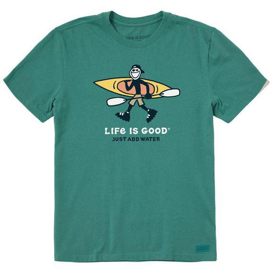 Men's Short Sleeve Jake Just Add Water Kayak-Men's - Clothing - Tops-Life is Good-Spruce Green-M-Appalachian Outfitters