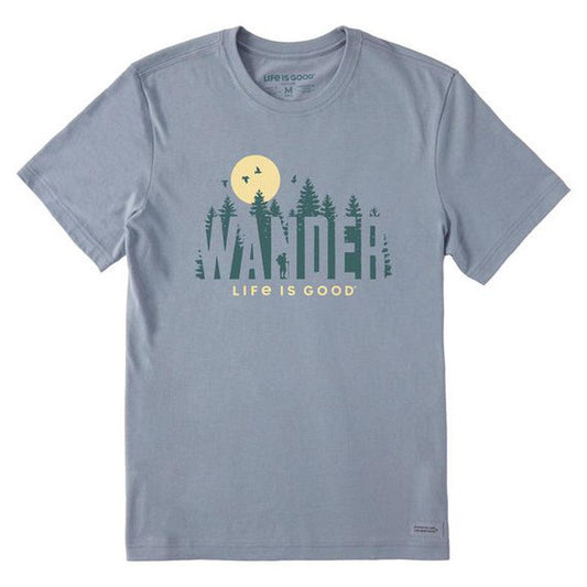 Life is Good Men's Short Sleeve Wander Forest-Men's - Clothing - Tops-Life is Good-Stone Blue-M-Appalachian Outfitters