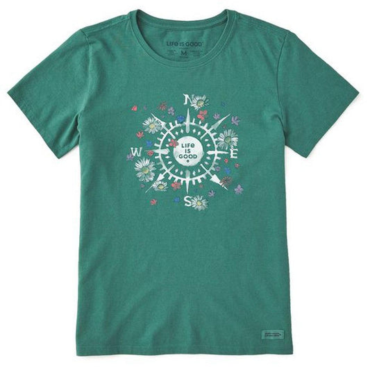 Life is Good Women's Beauty In All Directions Shorts Sleeve-Women's - Clothing - Tops-Life is Good-Spruce Green-S-Appalachian Outfitters