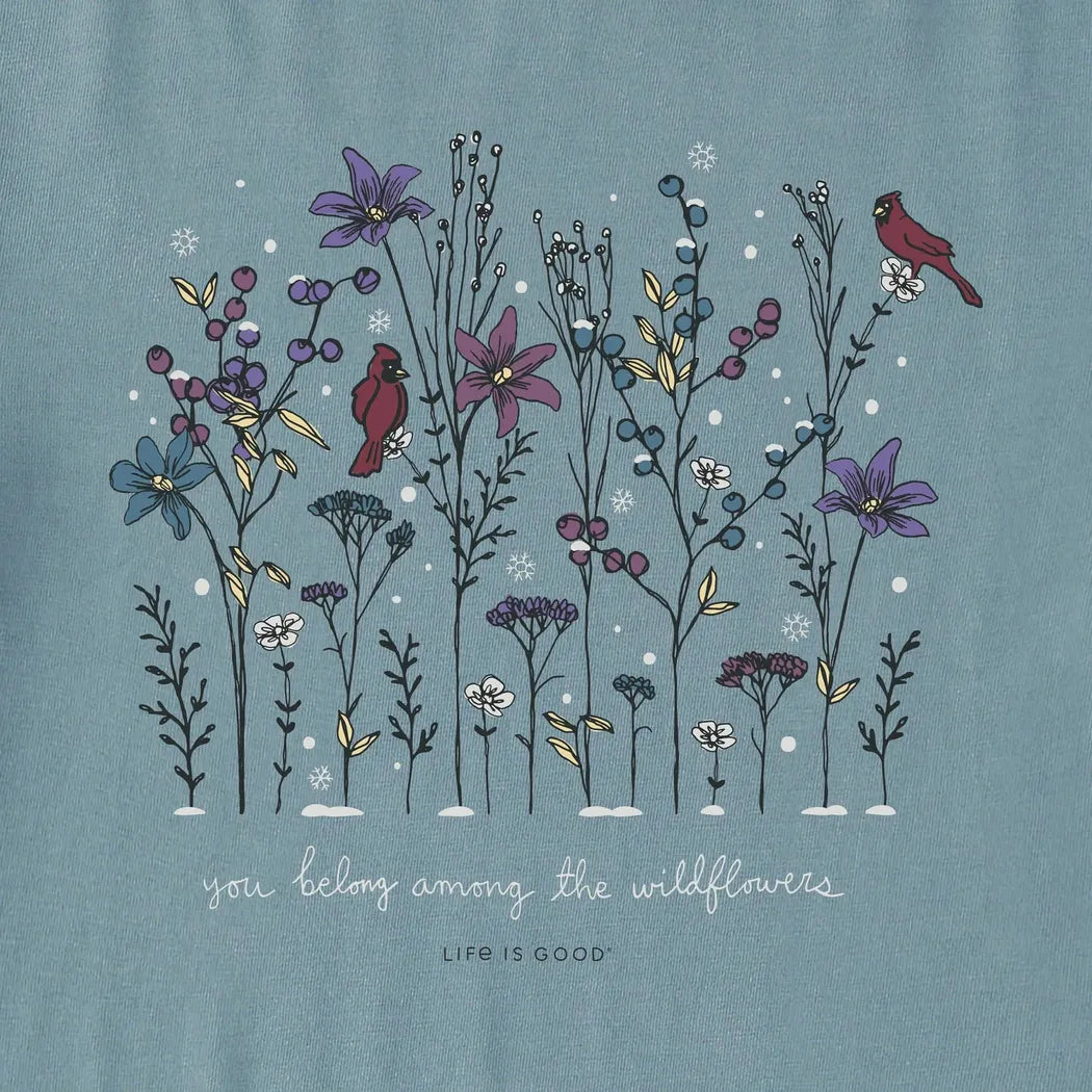 Life is Good Women's Cardinal Wildflowers Long Sleeve Snuggle Up Sleep Tee-Women's - Clothing - Tops-Life is Good-Appalachian Outfitters