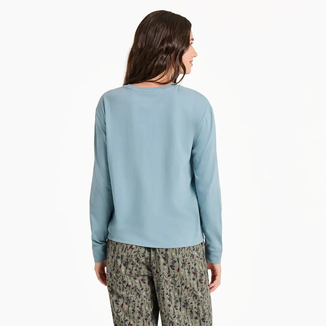 Life is Good Women's Cardinal Wildflowers Long Sleeve Snuggle Up Sleep Tee-Women's - Clothing - Tops-Life is Good-Appalachian Outfitters