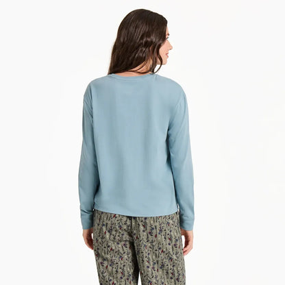 Life is Good Women's Cardinal Wildflowers Long Sleeve Snuggle Up Sleep Tee-Women's - Clothing - Tops-Life is Good-Appalachian Outfitters