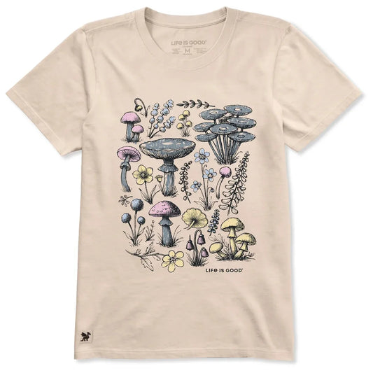 Life is Good Women's Collection of Mushrooms Short Sleeve Crusher Tee-Women's - Clothing - Tops-Life is Good-Appalachian Outfitters