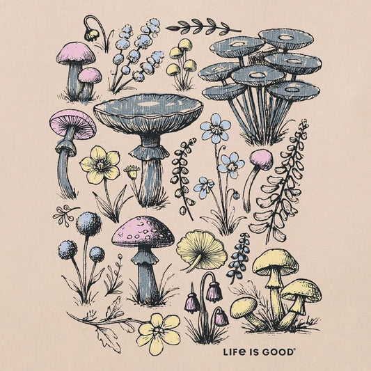 Life is Good Women's Collection of Mushrooms Short Sleeve Crusher Tee-Women's - Clothing - Tops-Life is Good-Appalachian Outfitters