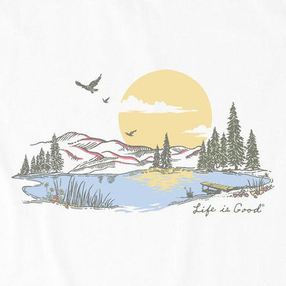 Life is Good Women's Fineline Peacful Lake Short Sleeve-Women's - Clothing - Tops-Life is Good-Appalachian Outfitters