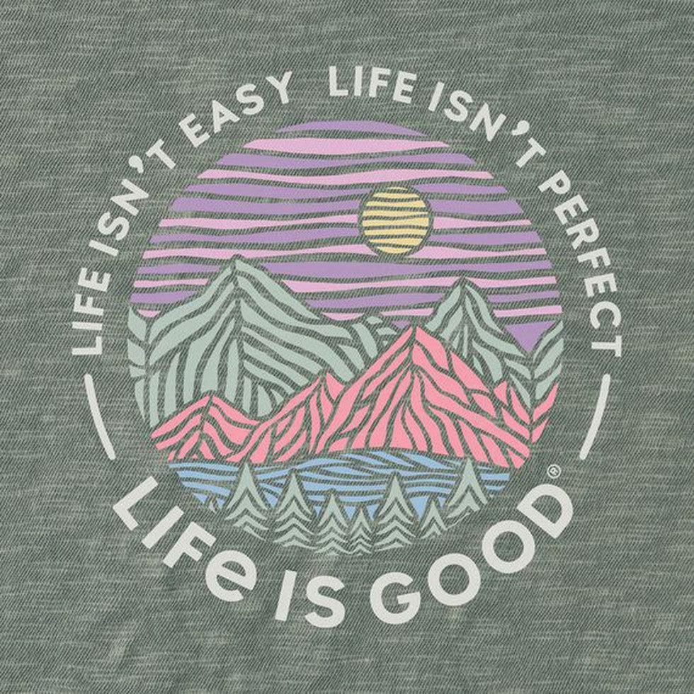 Life is Good Women's Life Isn't Perfect Woodblock Mountains Textured Slub Tank-Women's - Clothing - Tops-Life is Good-Appalachian Outfitters