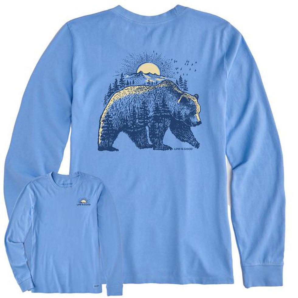 Women's Long Sleeve Crusher Tee Bearscape-Women's - Clothing - Tops-Life is Good-Cornflower Blue-S-Appalachian Outfitters