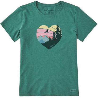 Life is Good Women's Short Sleeve Heart Landscape-Women's - Clothing - Tops-Life is Good-Spruce Green-S-Appalachian Outfitters