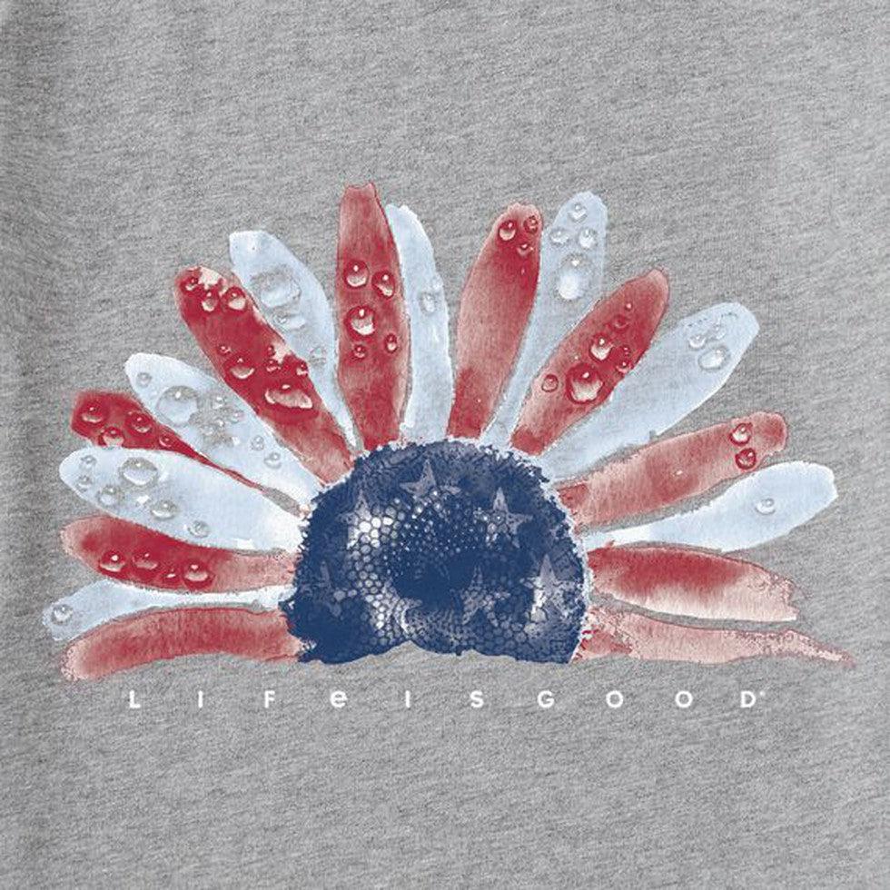 Women's Short Sleeve USA Watercolor Daisy-Women's - Clothing - Tops-Life is Good-Appalachian Outfitters