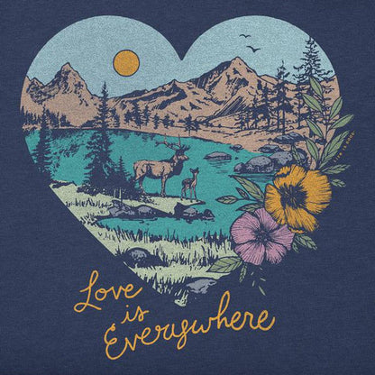 Life is Good Women's Short Sleeve Vee Scenic Heart Love Is Everywhere-Women's - Clothing - Tops-Life is Good-Appalachian Outfitters