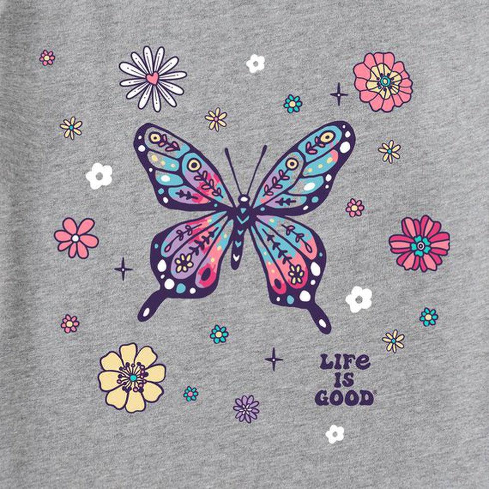 Life is Good Women's Tie Dye Retro Butterfly Flowers-Women's - Clothing - Tops-Life is Good-Appalachian Outfitters