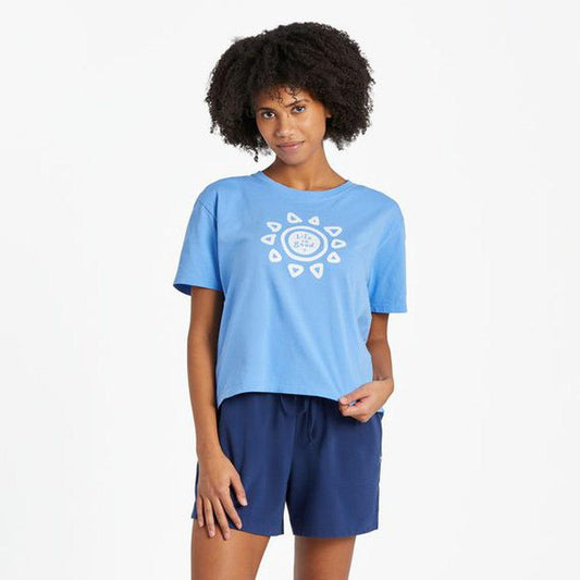 Life is Good Women's Tribal Sun Boxy Crusher Tee-Women's - Clothing - Tops-Life is Good-Cornflower Blue-S-Appalachian Outfitters