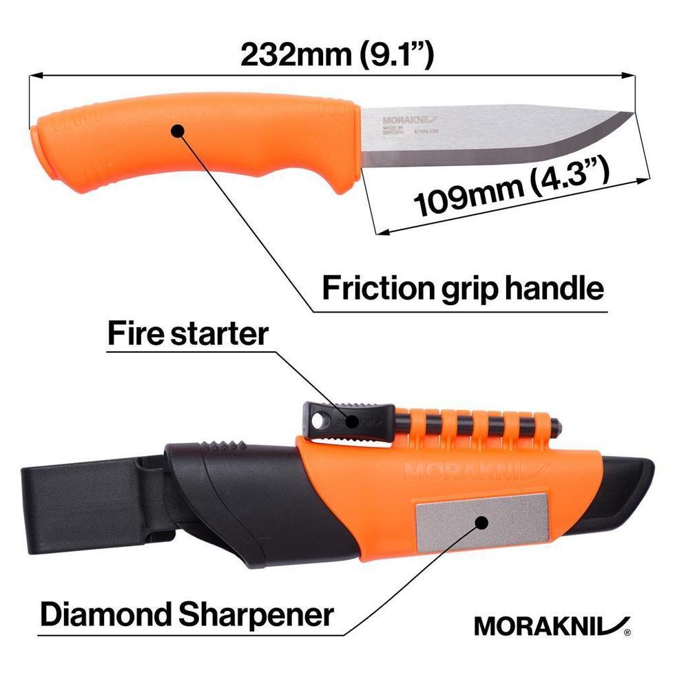 Morakniv-Bushcraft Survival - Stainless Knife - Orange-Appalachian Outfitters
