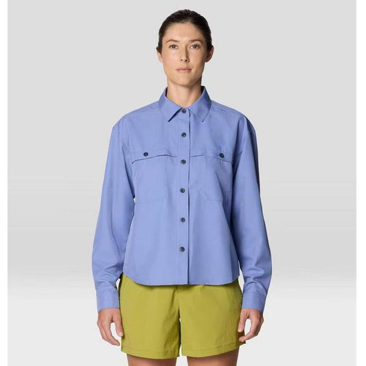 Mountain Hardwear Women's Sun Drift Cooling Long Sleeve Shirt-Women's - Clothing - Tops-Mountain Hardwear-Best Coast Blue-S-Appalachian Outfitters