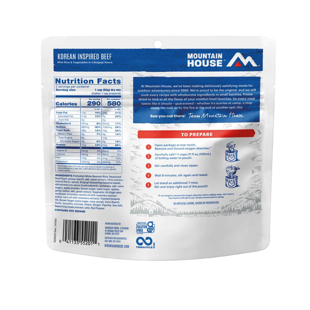 Mountain House Korean Inspired Beef in Bulgogi Sauce (GF)-Food - Backpacking-Mountain House-Appalachian Outfitters