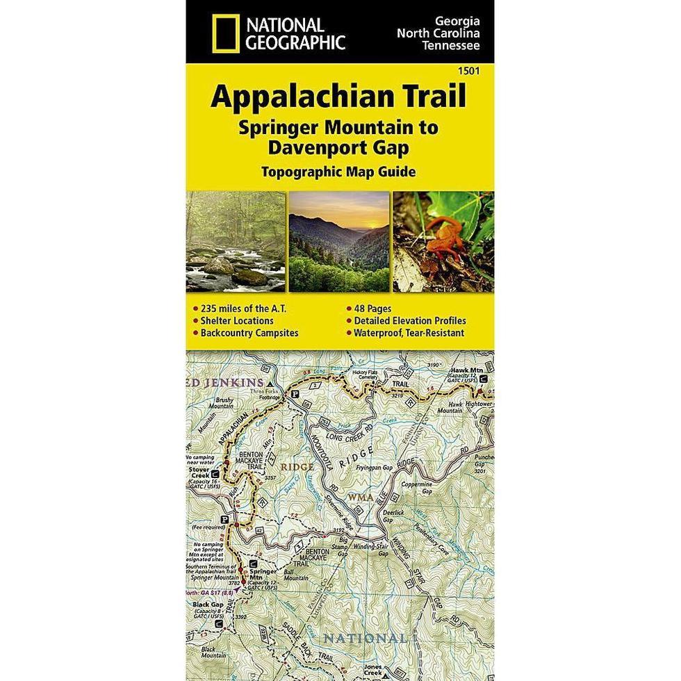 National Geographic-Trails Illustrated Appalachian Trail: Springer Mountain to Davenport Gap Map [Georgia, North Carolina, Tennessee]-Appalachian Outfitters