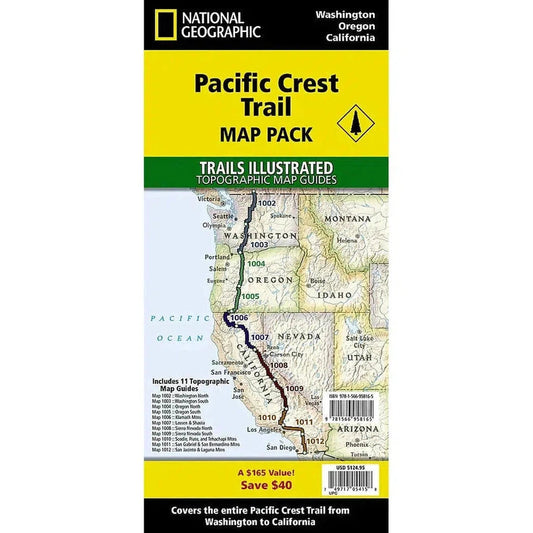 National Geographic Pacific Crest Trail Map Pack showing the map of the trail from Washington to California.