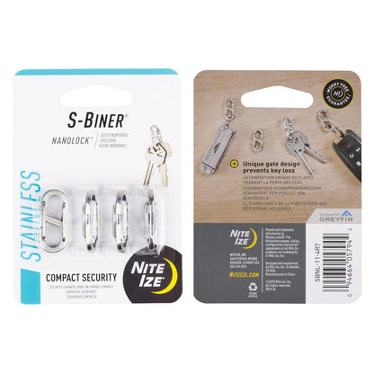Nite Ize S-Biner NanoLock - Stainless - 4 Pack-Camping - Accessories-Nite Ize-Appalachian Outfitters