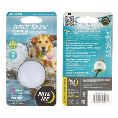 Nite Ize SpotLit Splash Waterproof Rechargeable Collar Light - Disc-O Select-Pets - Safety - Lights-Nite Ize-Appalachian Outfitters