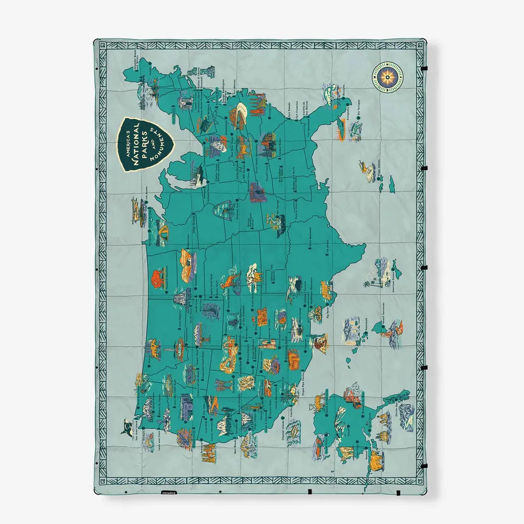 Nomadix Graphene Puffer Blanket-Camping - Camp Furniture - Blankets-Nomadix-National Parks and Monuments Map-Appalachian Outfitters
