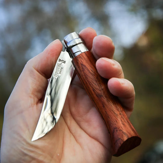 Opinel No.08 Polished Stainless Steel Folding Knife | Padouk-Camping - Accessories - Knives-Opinel-Appalachian Outfitters