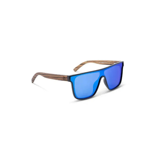 Optic Nerve Mojo-Accessories - Eyewear - Sunglasses-Optic Nerve-Shiny Black + Wood-Polarized Smoke Lens Blue Mirror-Appalachian Outfitters