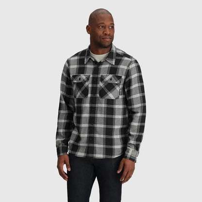 Outdoor Research Men's Feedback Flannel Twill Shirt-Men's - Clothing - Jackets & Vests-Outdoor Research-Black Plaid-M-Appalachian Outfitters