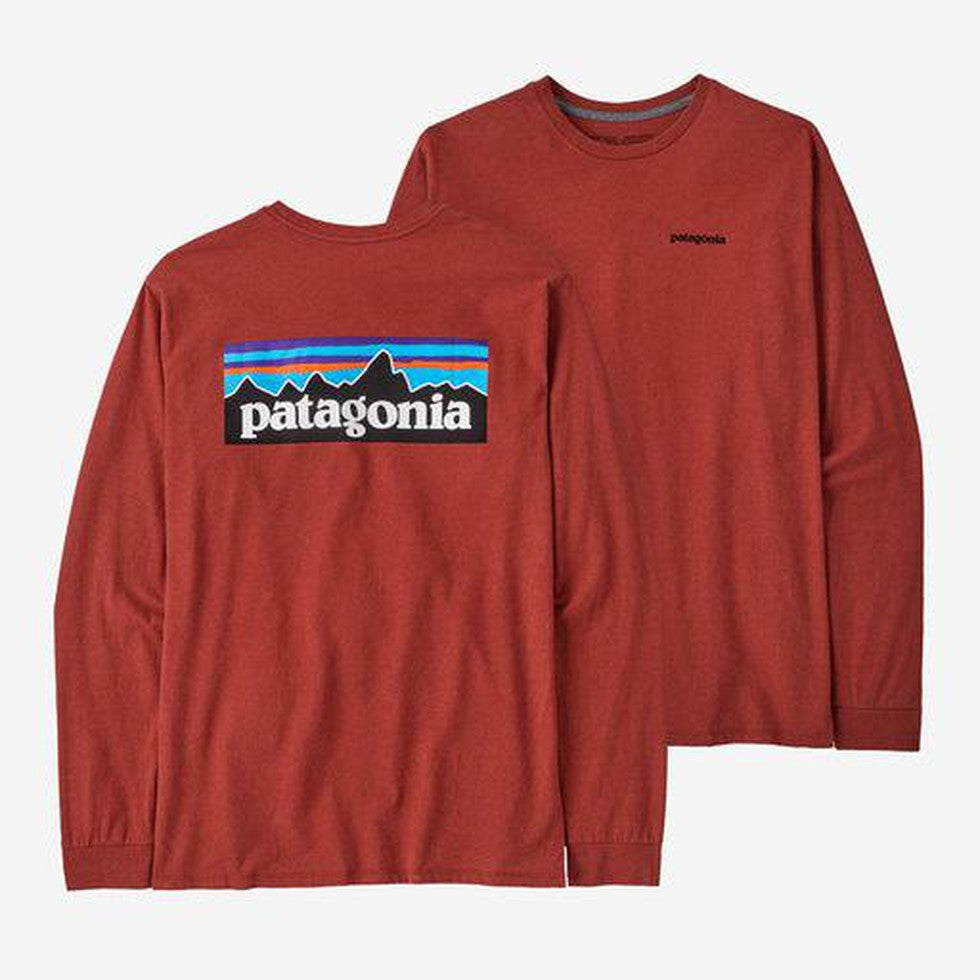 Men's L/S P-6 Logo Responsbili-Tee-Men's - Clothing - Tops-Patagonia-Burl Red-M-Appalachian Outfitters