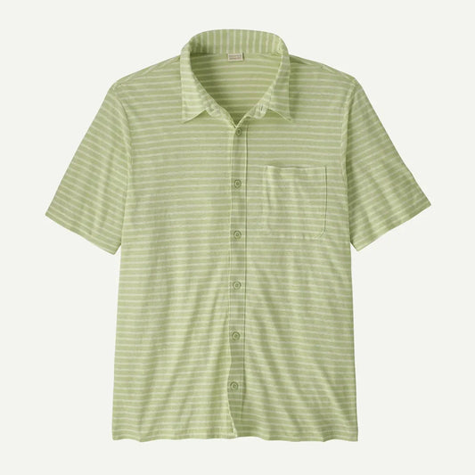 Patagonia Men's Trail Harbor Button Down Knit Shirt-Men's - Clothing - Tops-Patagonia-Steps: Lichen Green-M-Appalachian Outfitters