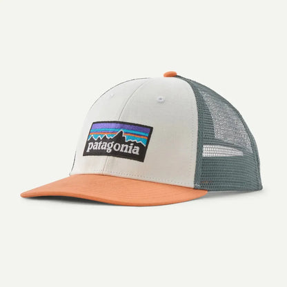 Patagonia P-6 Logo LoPro Trucker Hat-Accessories - Hats - Unisex-Patagonia-White w/Peach Sherbet-Appalachian Outfitters