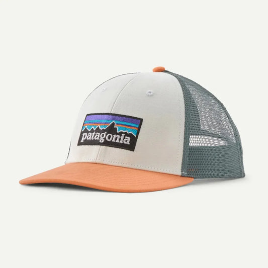 Patagonia P-6 Logo LoPro Trucker Hat-Accessories - Hats - Unisex-Patagonia-White w/Peach Sherbet-Appalachian Outfitters