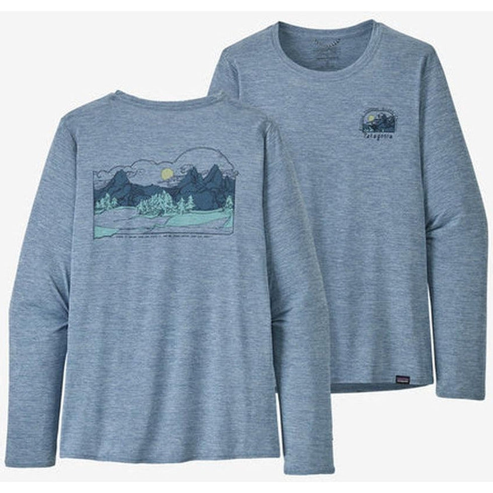 Women's Long Sleeve Capeline Cool Daily Graphic Shirt-Women's - Clothing - Tops-Patagonia-Lost And Found: Steam Blue X-Dye-S-Appalachian Outfitters