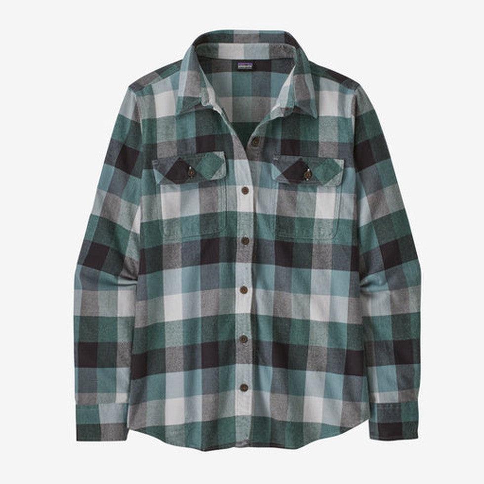 Patagonia Women's Long Sleeve Organic Cotton Midweight Fjord Flannel Shirt-Women's - Clothing - Tops-Patagonia-Guides: Nouveau Green-S-Appalachian Outfitters