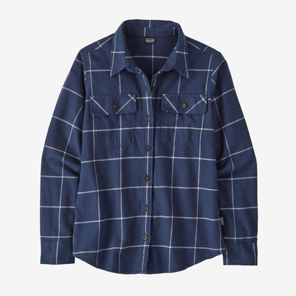 Women's Long Sleeve Organic Cotton MW Fjord Flannel Shirt-Women's - Clothing - Tops-Patagonia-Woodland: New Navy-S-Appalachian Outfitters