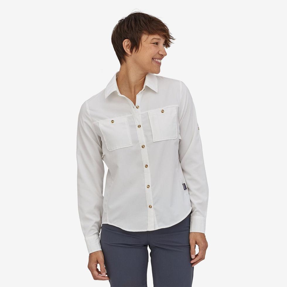 Women's L/S Self Guided Hike Shirt-Women's - Clothing - Tops-Patagonia-White-M-Appalachian Outfitters
