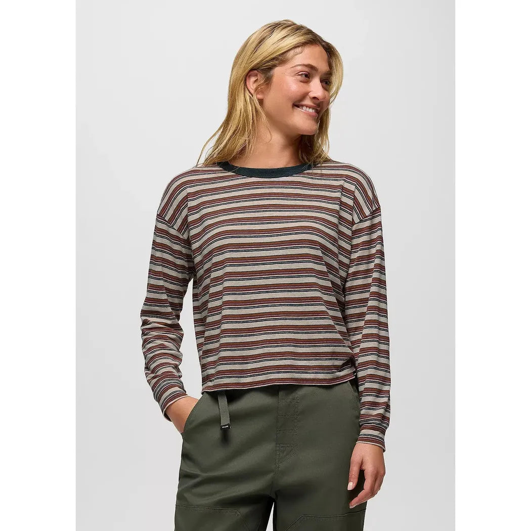 Prana Women's Cozy Up Long Sleeve Crew-Women's - Clothing - Tops-Prana-Stormy Night Stripe-S-Appalachian Outfitters