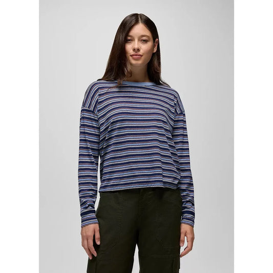 Prana Women's Cozy Up Long Sleeve Crew-Women's - Clothing - Tops-Prana-Capulet Blue Stripe-S-Appalachian Outfitters