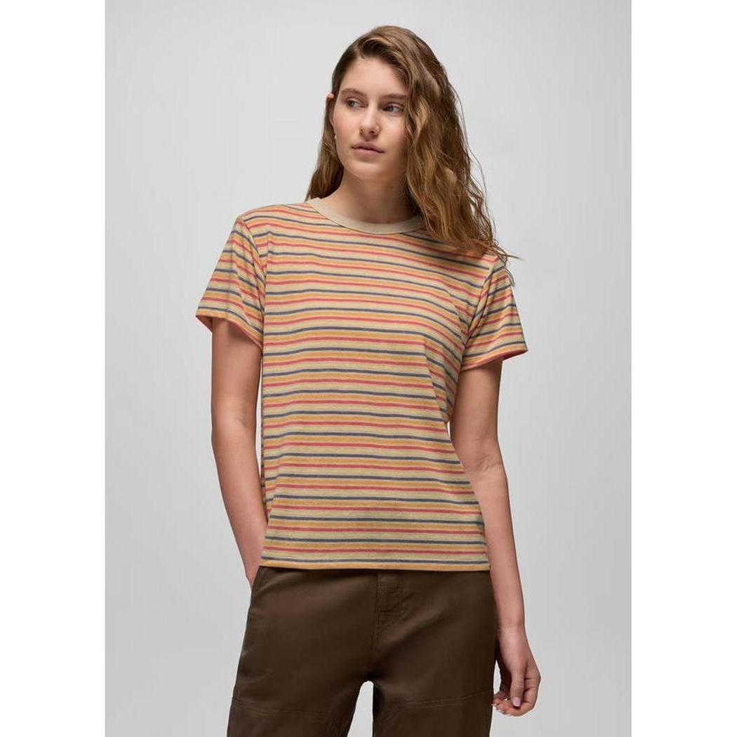 Prana Women's Cozy Up Short Sleeve Crew-Women's - Clothing - Tops-Prana-Vanilla Bean Stripe-S-Appalachian Outfitters
