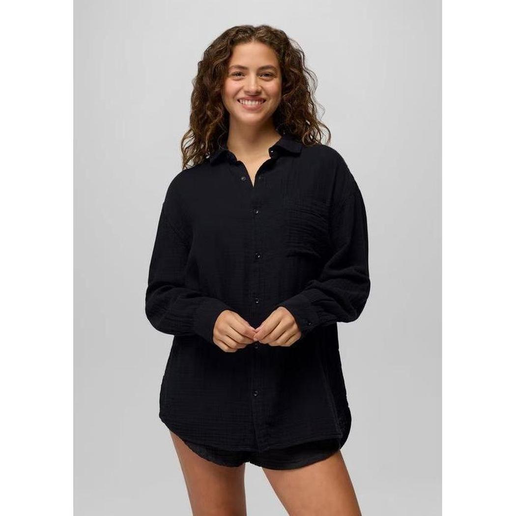 Prana Women's Hideaways Button Down Top-Women's - Clothing - Tops-Prana-Black-S-Appalachian Outfitters