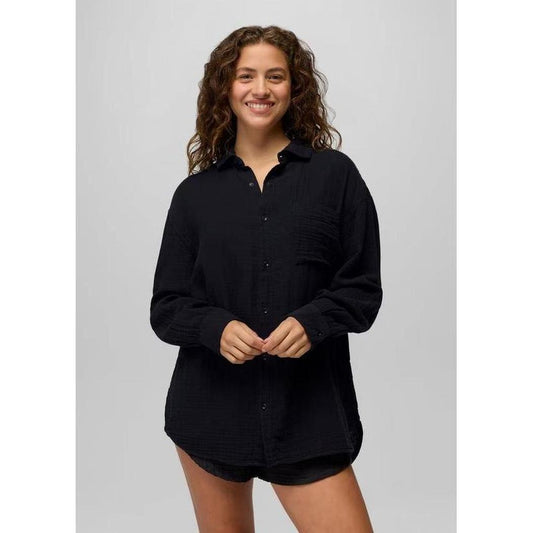 Prana Women's Hideaways Button Down Top-Women's - Clothing - Tops-Prana-Black-S-Appalachian Outfitters