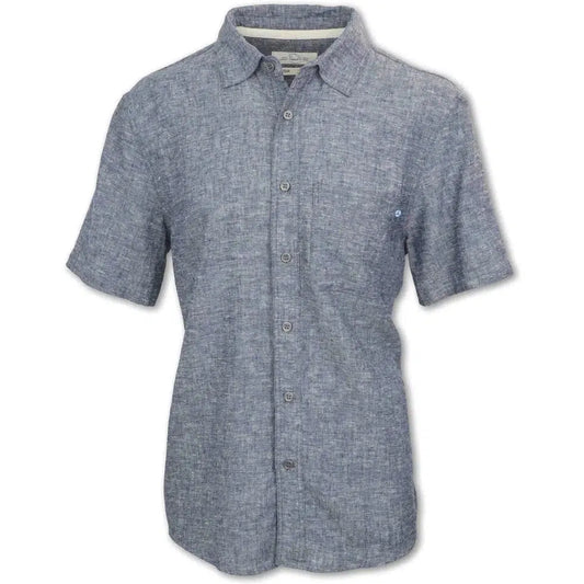 Purnell Men's Short Sleeved Hemp Tencel Blend Shirt-Men's - Clothing - Tops-Purnell-Indigo-M-Appalachian Outfitters