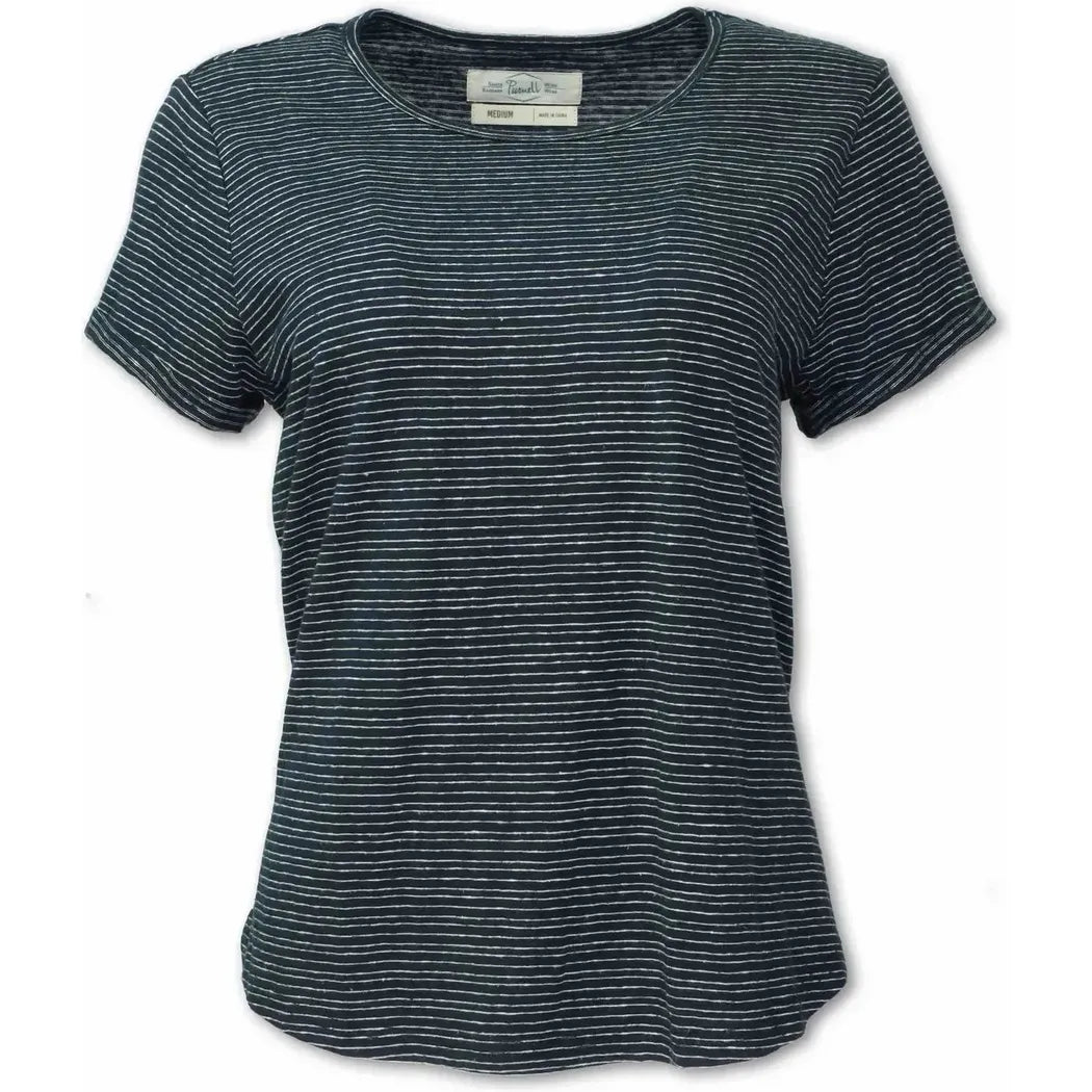 Purnell Women's Navy Striped Hemp Knit Tee-Women's - Clothing - Tops-Purnell-Navy-S-Appalachian Outfitters