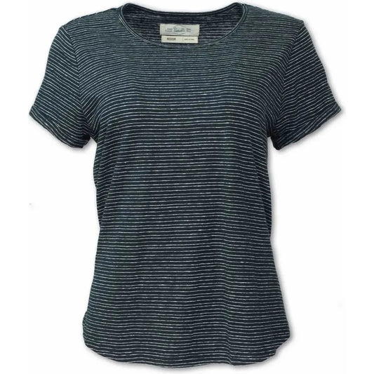 Purnell Women's Navy Striped Hemp Knit Tee-Women's - Clothing - Tops-Purnell-Navy-S-Appalachian Outfitters